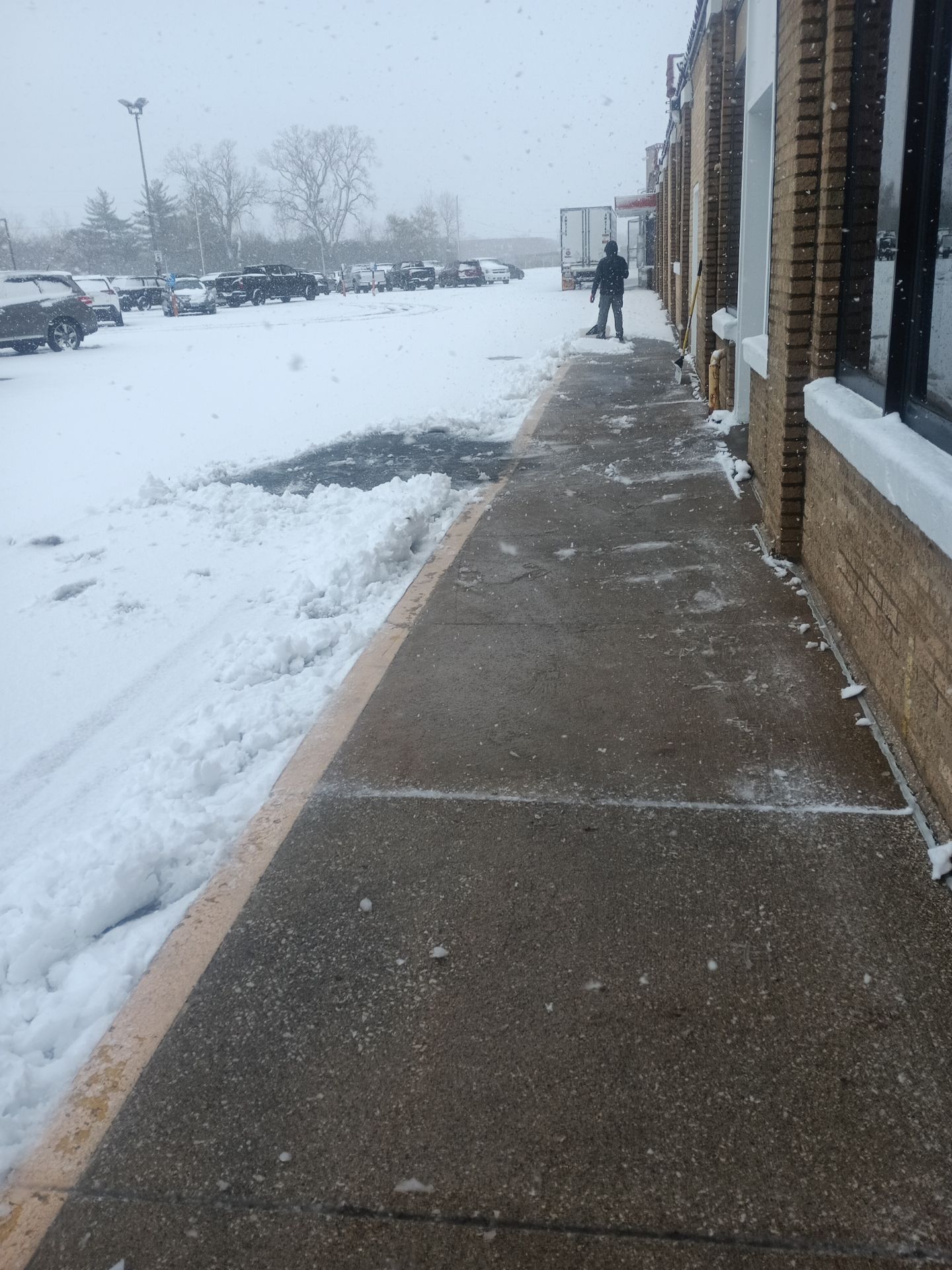 Pavement along landscape edges after de-icing